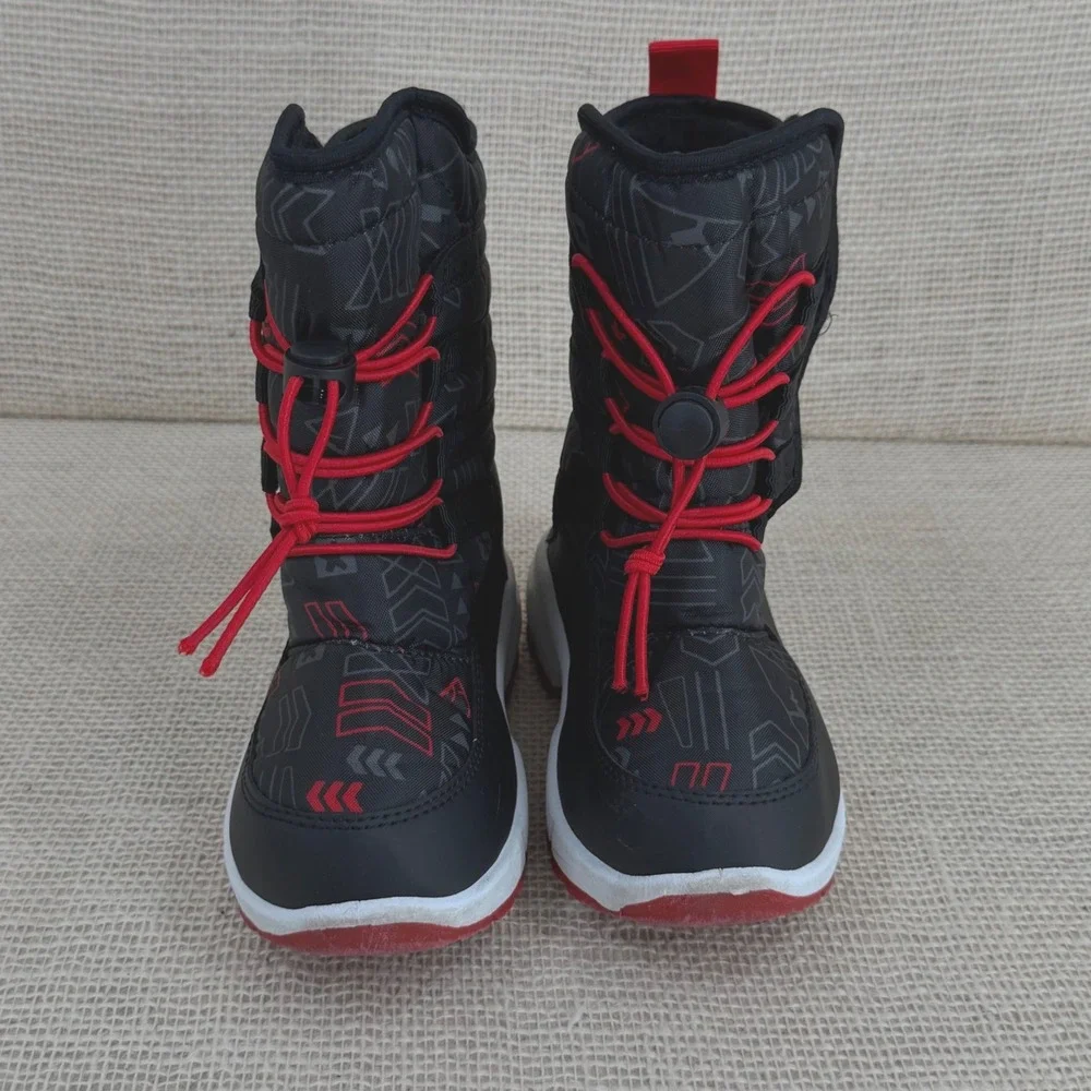 Merence Kids Black Red Faux Fur Lined Snow Boots Size EU 28‎ US 11 Toddler